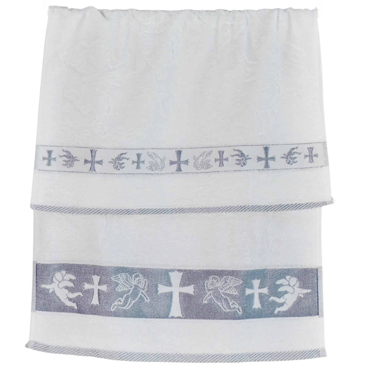 Christening Towel for Baby β White with Gold or Silver Embroidery | 100% Turkish Cotton | Baptism Towel | 2 Sizes | Velour or Terry