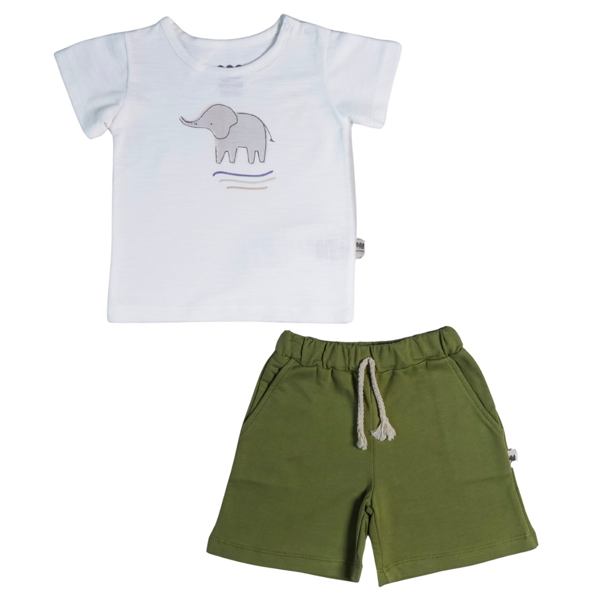 004 WOWO Baby Boys' Summer Outfit Set – 100% Cotton T-Shirt & Shorts | Elephant Print | Sizes 9-12M, 12-18M, 18-24M |