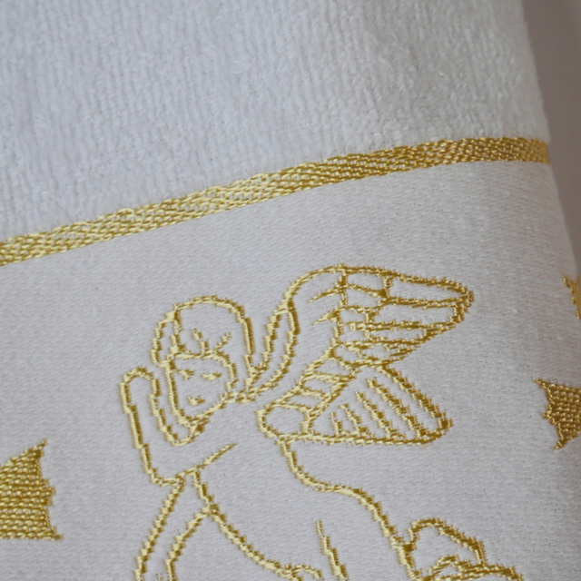 Christening Towel for Baby β White with Gold or Silver Embroidery | 100% Turkish Cotton | Baptism Towel | 2 Sizes | Velour or Terry