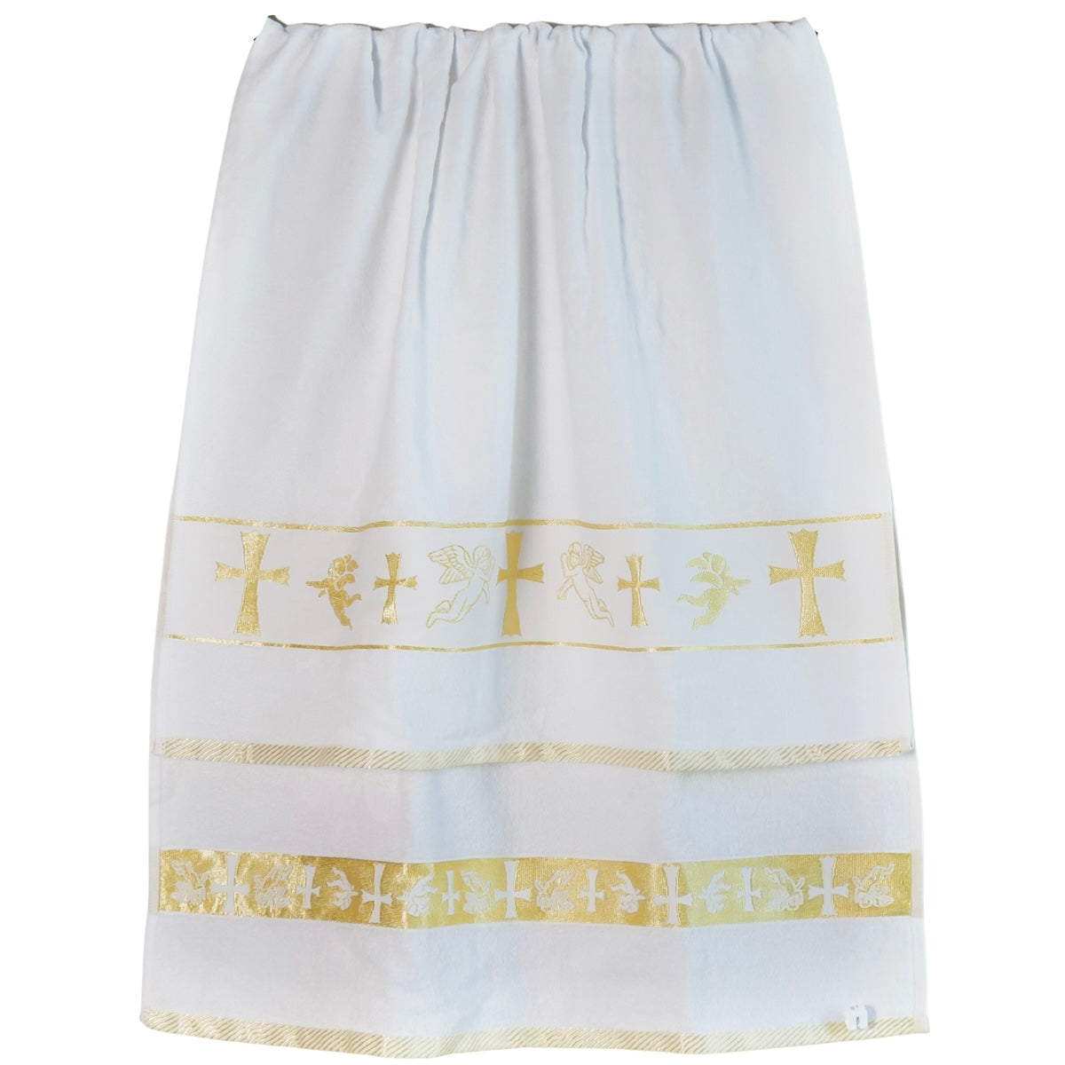 Christening Towel for Baby β White with Gold or Silver Embroidery | 100% Turkish Cotton | Baptism Towel | 2 Sizes | Velour or Terry