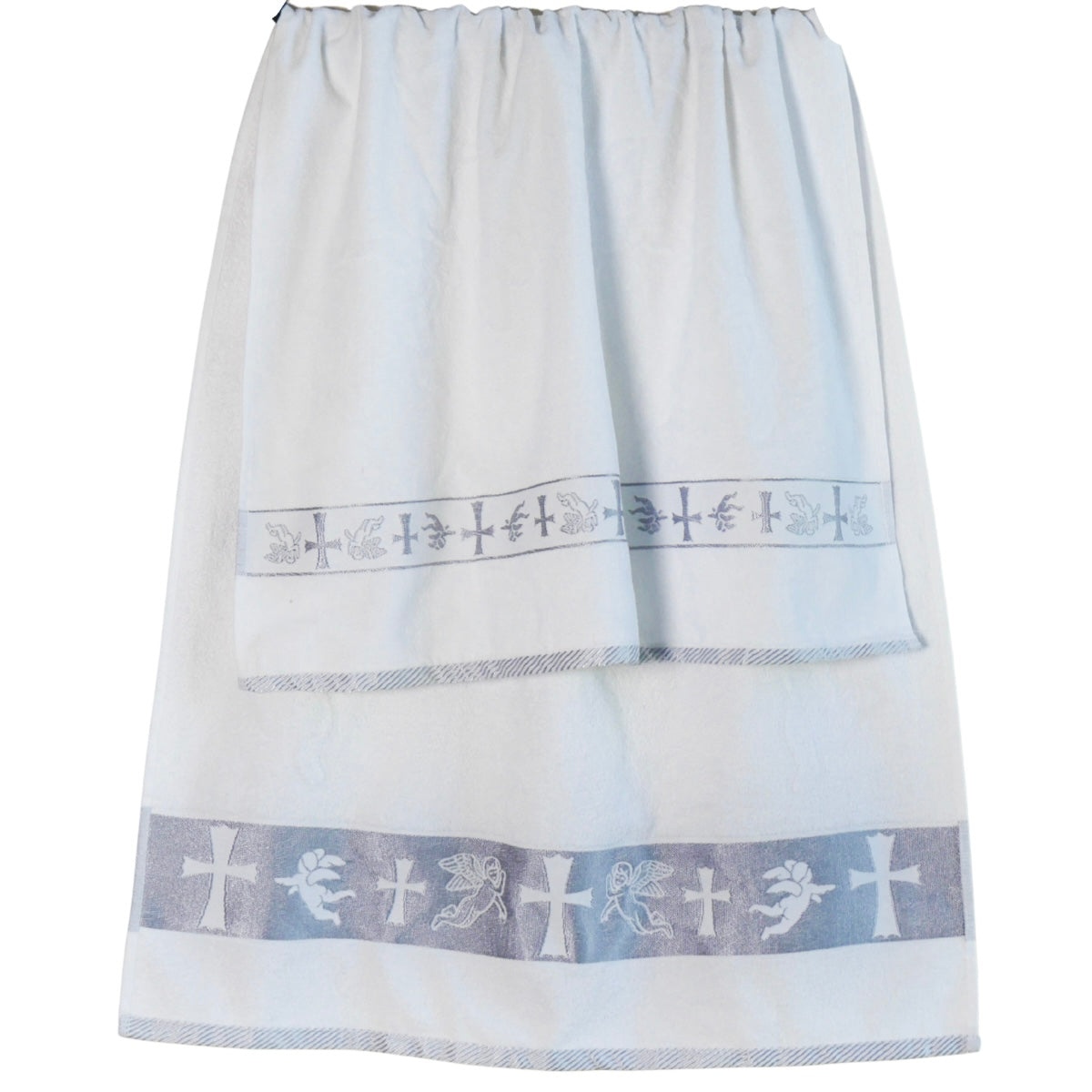 Christening Towel for Baby β White with Gold or Silver Embroidery | 100% Turkish Cotton | Baptism Towel | 2 Sizes | Velour or Terry