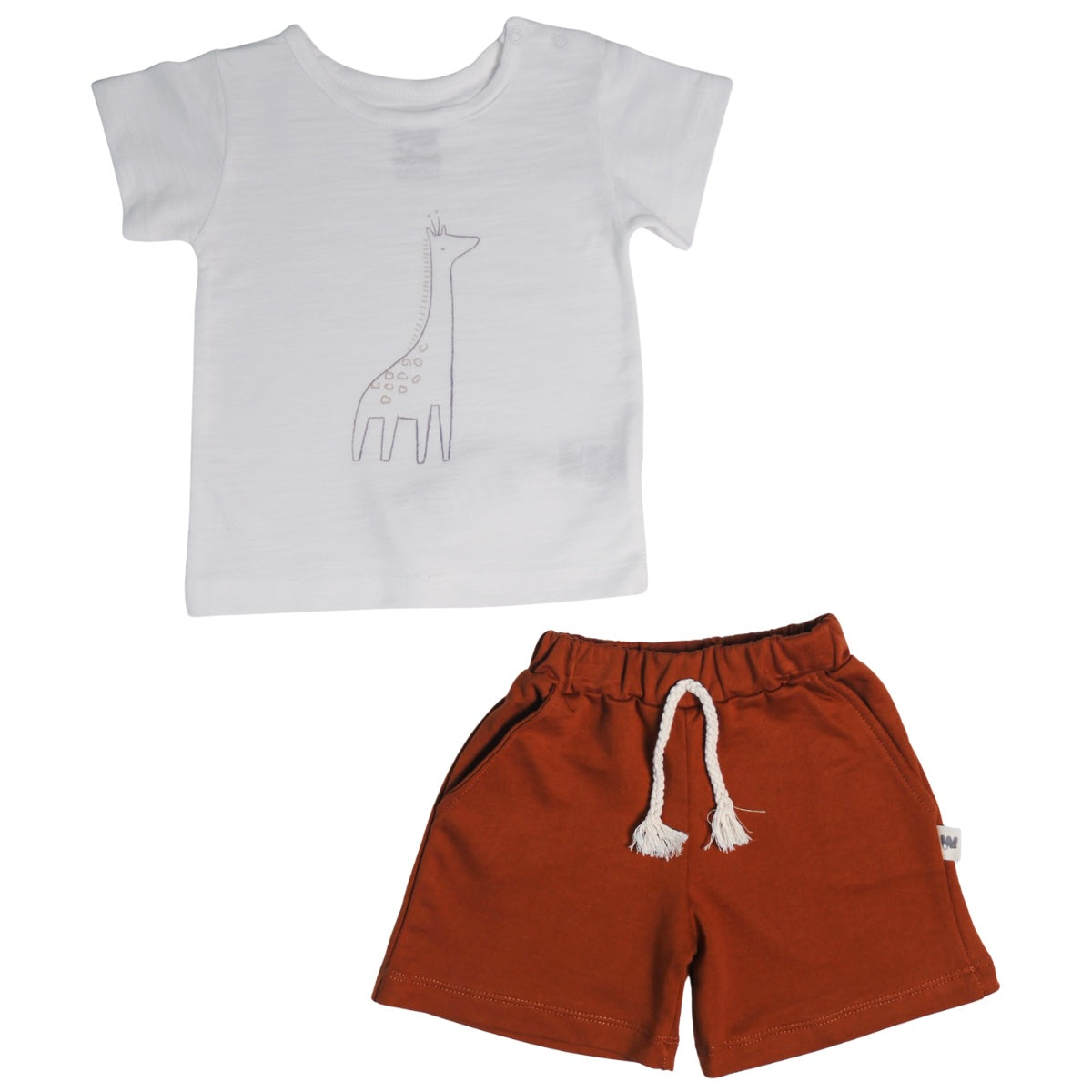 005 WOWO Baby Boys' Summer Outfit Set – 100% Cotton T-Shirt & Shorts | Giraffe Print | Sizes 9-12M, 12-18M, 18-24M | Made in Turkey