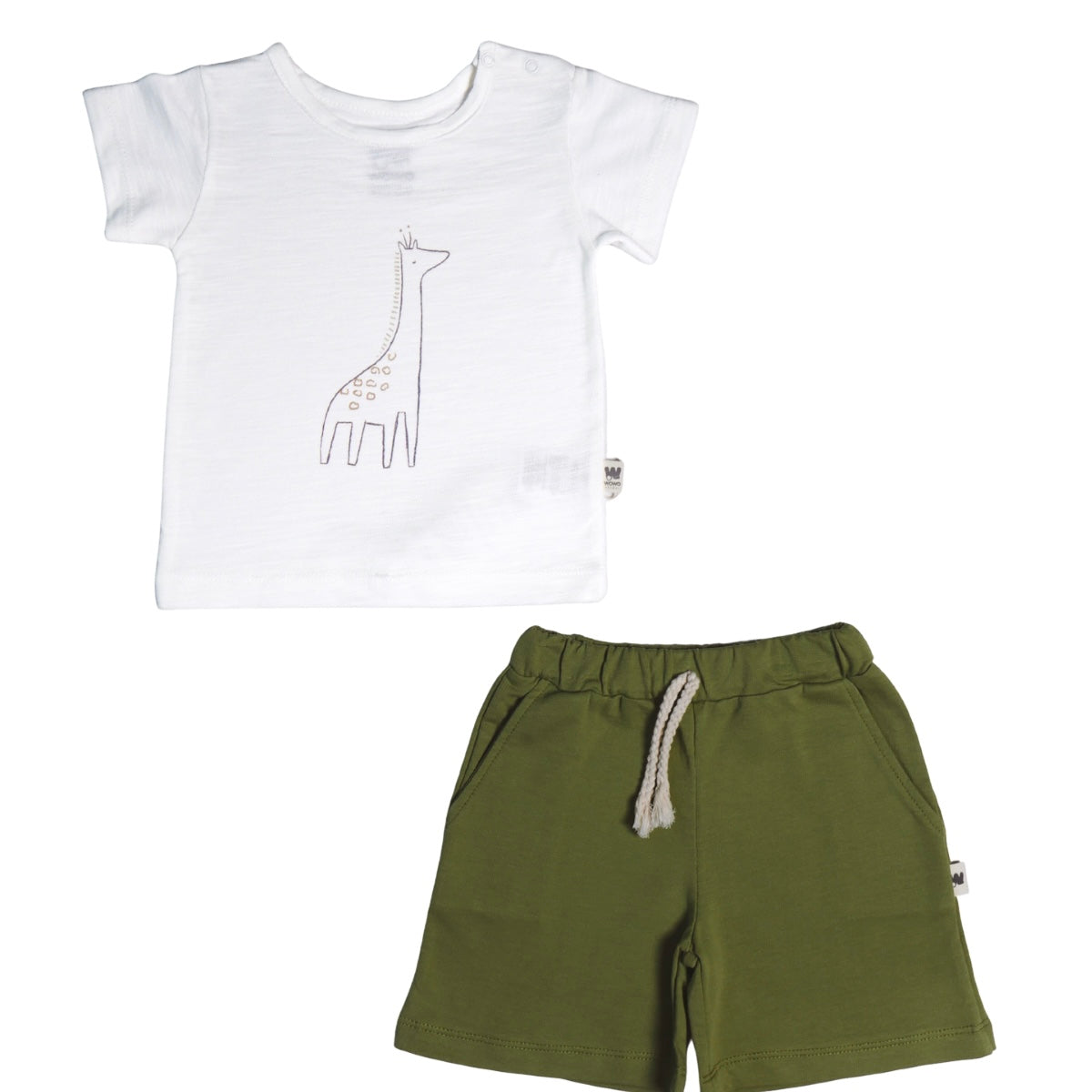 005 WOWO Baby Boys' Summer Outfit Set – 100% Cotton T-Shirt & Shorts | Giraffe Print | Sizes 9-12M, 12-18M, 18-24M | Made in Turkey