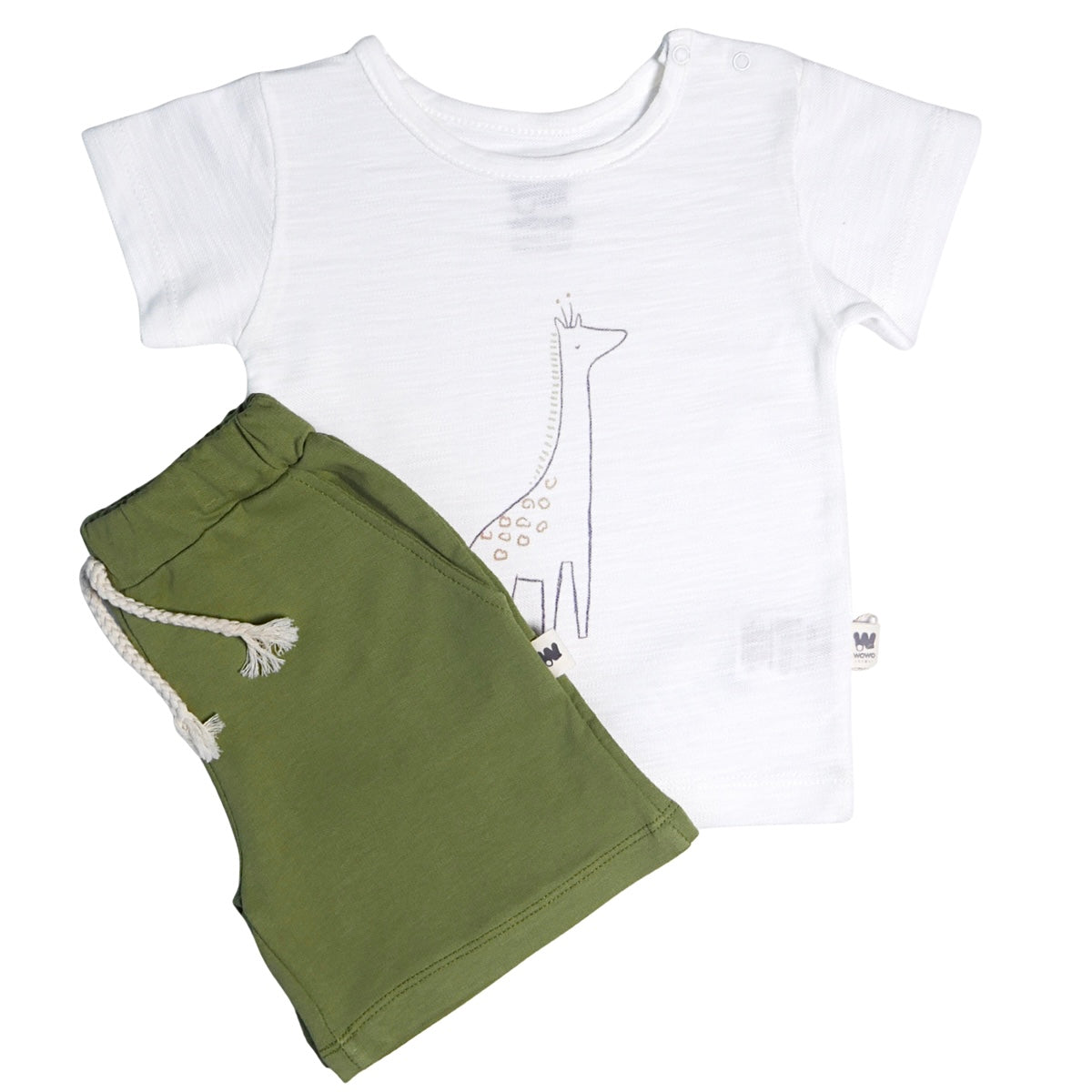 005 WOWO Baby Boys' Summer Outfit Set – 100% Cotton T-Shirt & Shorts | Giraffe Print | Sizes 9-12M, 12-18M, 18-24M | Made in Turkey