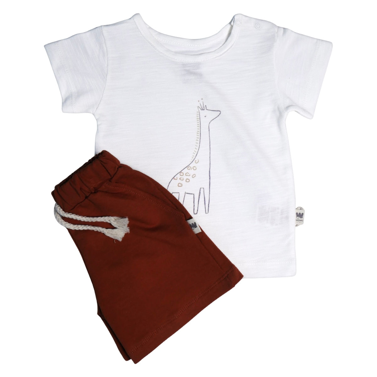 005 WOWO Baby Boys' Summer Outfit Set – 100% Cotton T-Shirt & Shorts | Giraffe Print | Sizes 9-12M, 12-18M, 18-24M | Made in Turkey
