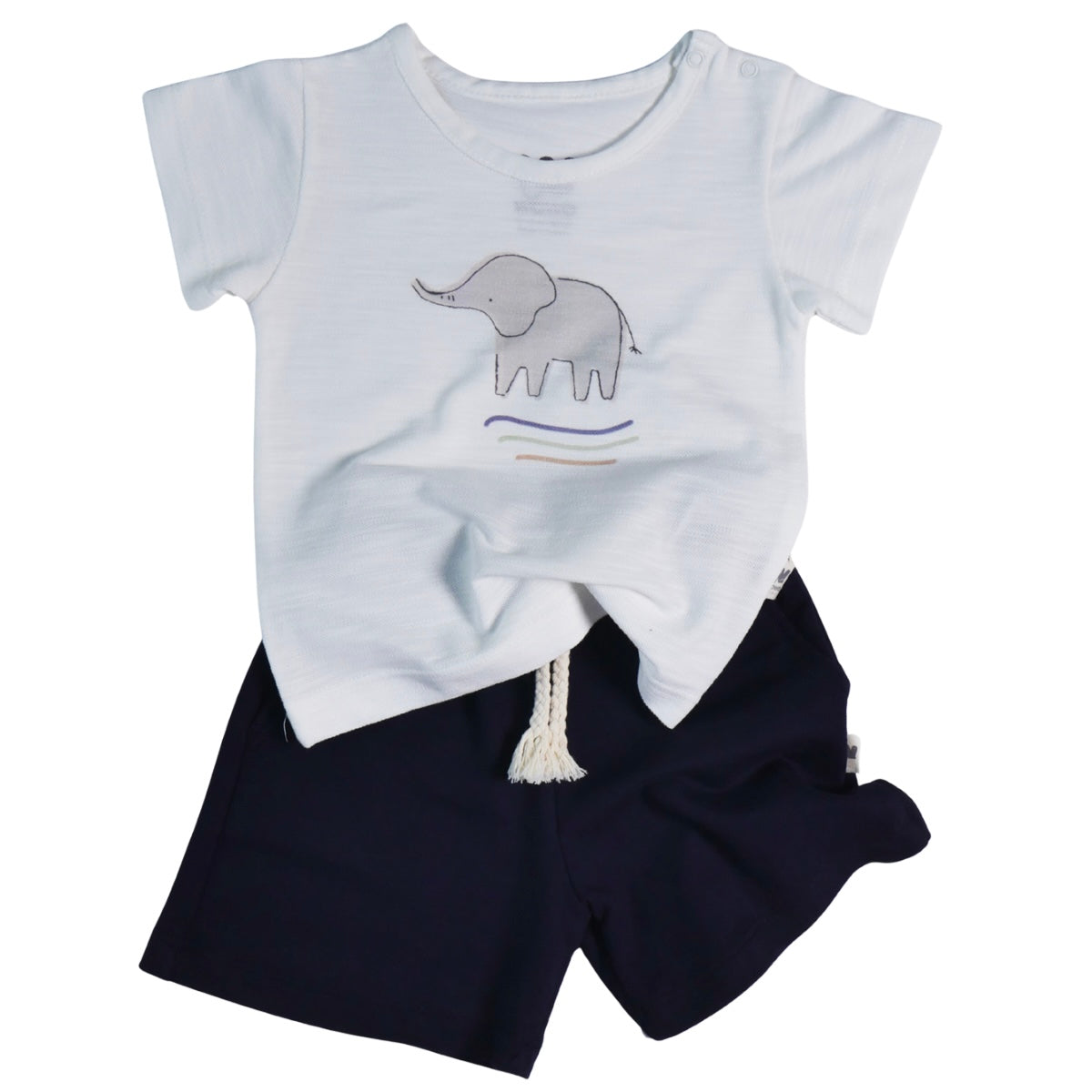 004 WOWO Baby Boys' Summer Outfit Set – 100% Cotton T-Shirt & Shorts | Elephant Print | Sizes 9-12M, 12-18M, 18-24M |