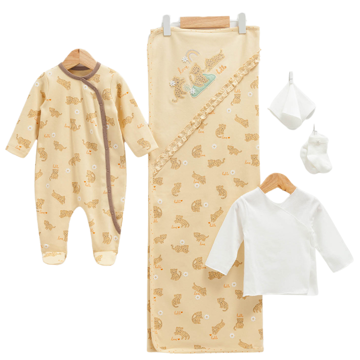 newborn beige cotton set 10 items