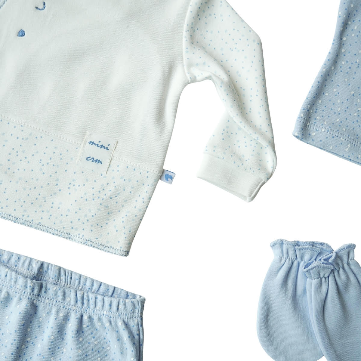5242 100% Cotton Newborn Unisex 5-Piece Set – Wrap Top, Footed Pants, Ear Hat, Mittens, Hippo Bib |Size 0-3 months | Spring Baby Outfit | Turkey