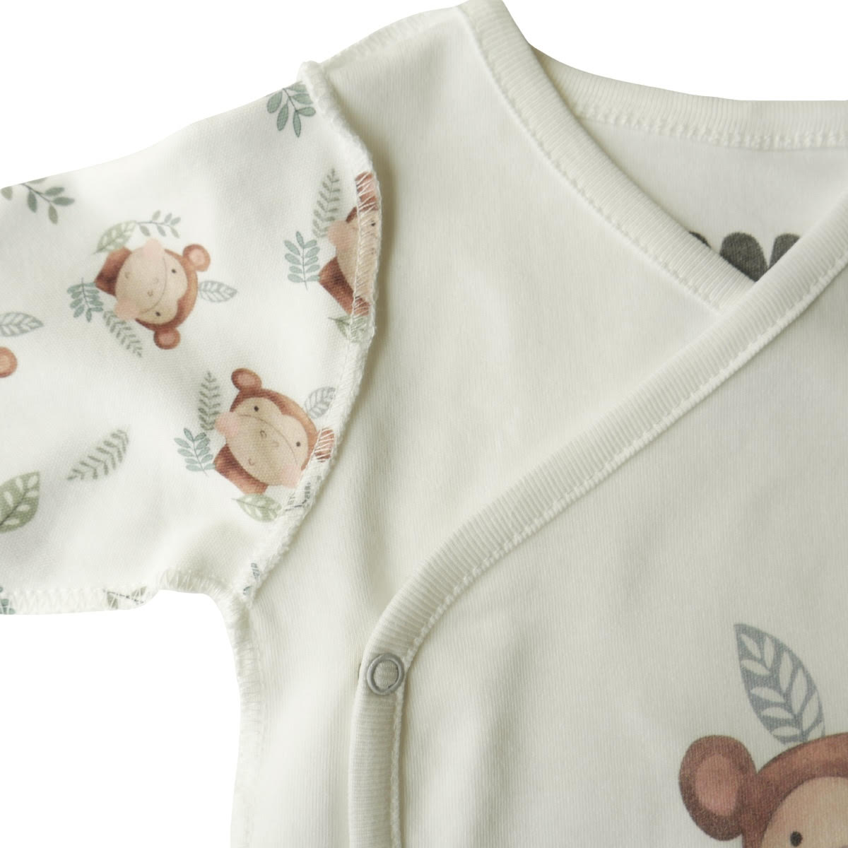 3119 WOWO: 100% Cotton Newborn Unisex Set – Wrap Top with Mittens & Footed Pants | Animal Print Baby Outfit | 0-3 Months | Turkey