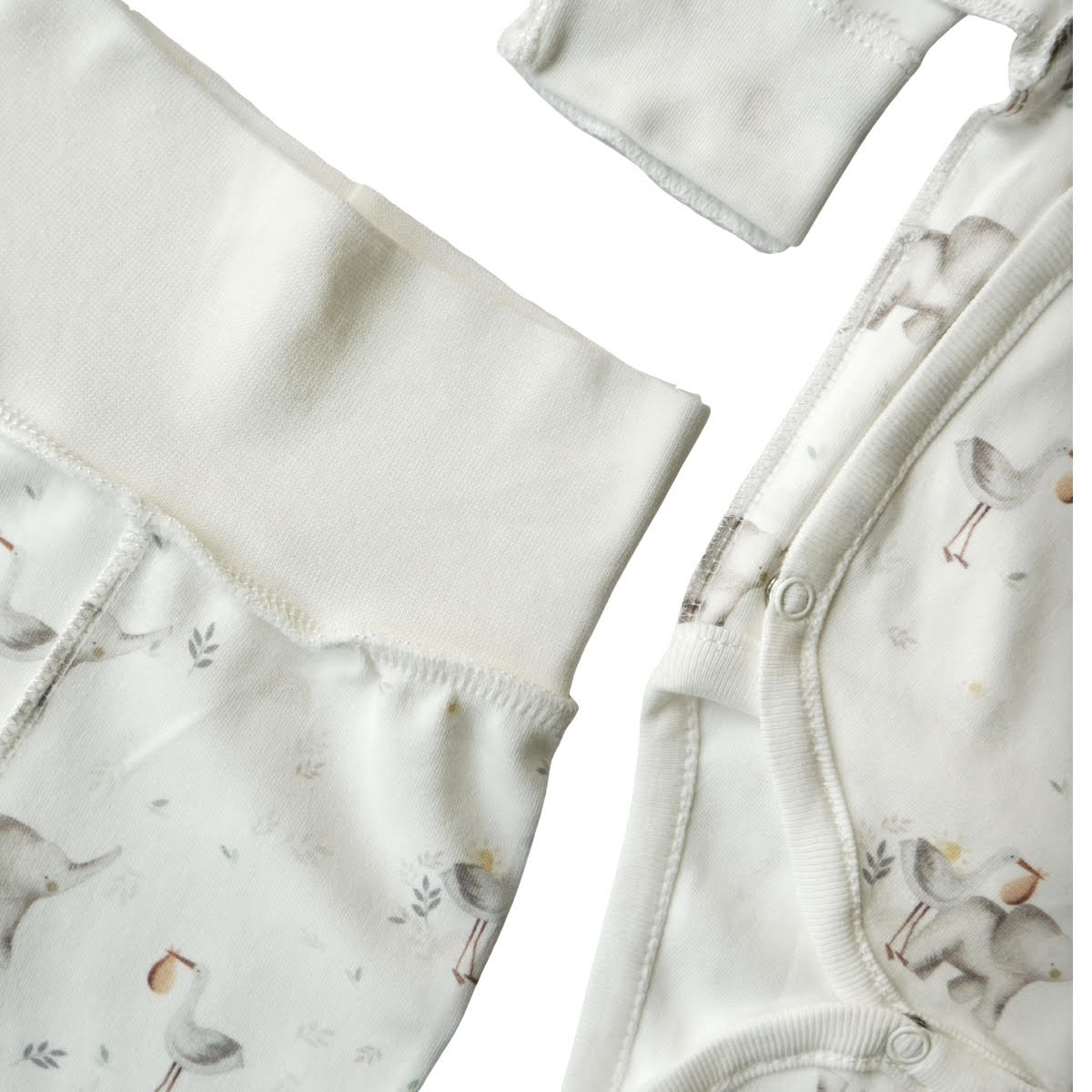 7114 Unisex 100% Cotton Newborn Set – Bodysuit with Mittens & Footed Pants | Elephant Print Baby Outfit | 0-9 Months | Turkey