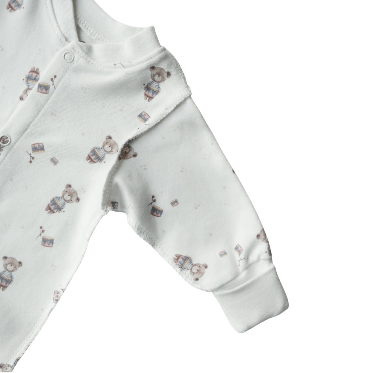 3042 Unisex Newborn Footed Romper – 100% Cotton, External Seams, Built-in Mittens, Snaps Closure | Cute Prints | Autumn-Spring | 0-3 Months | Made in Turkey