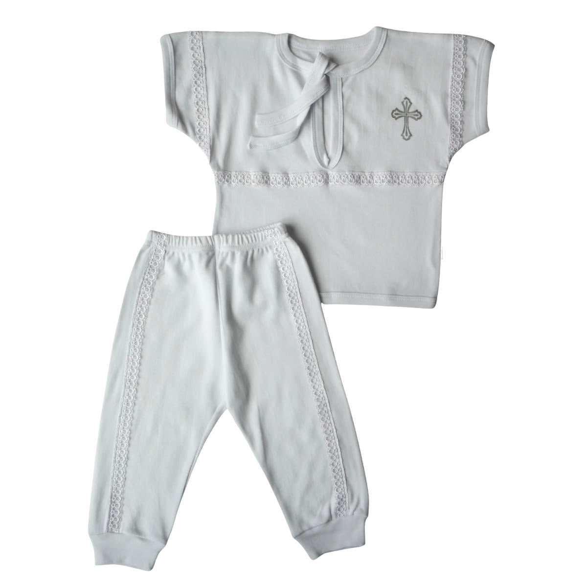 π Christening Set for Boys and Girls | White with Silver Cross & Ivory with Gold Cross | 100% Cotton | Lace | Ages 0β12M