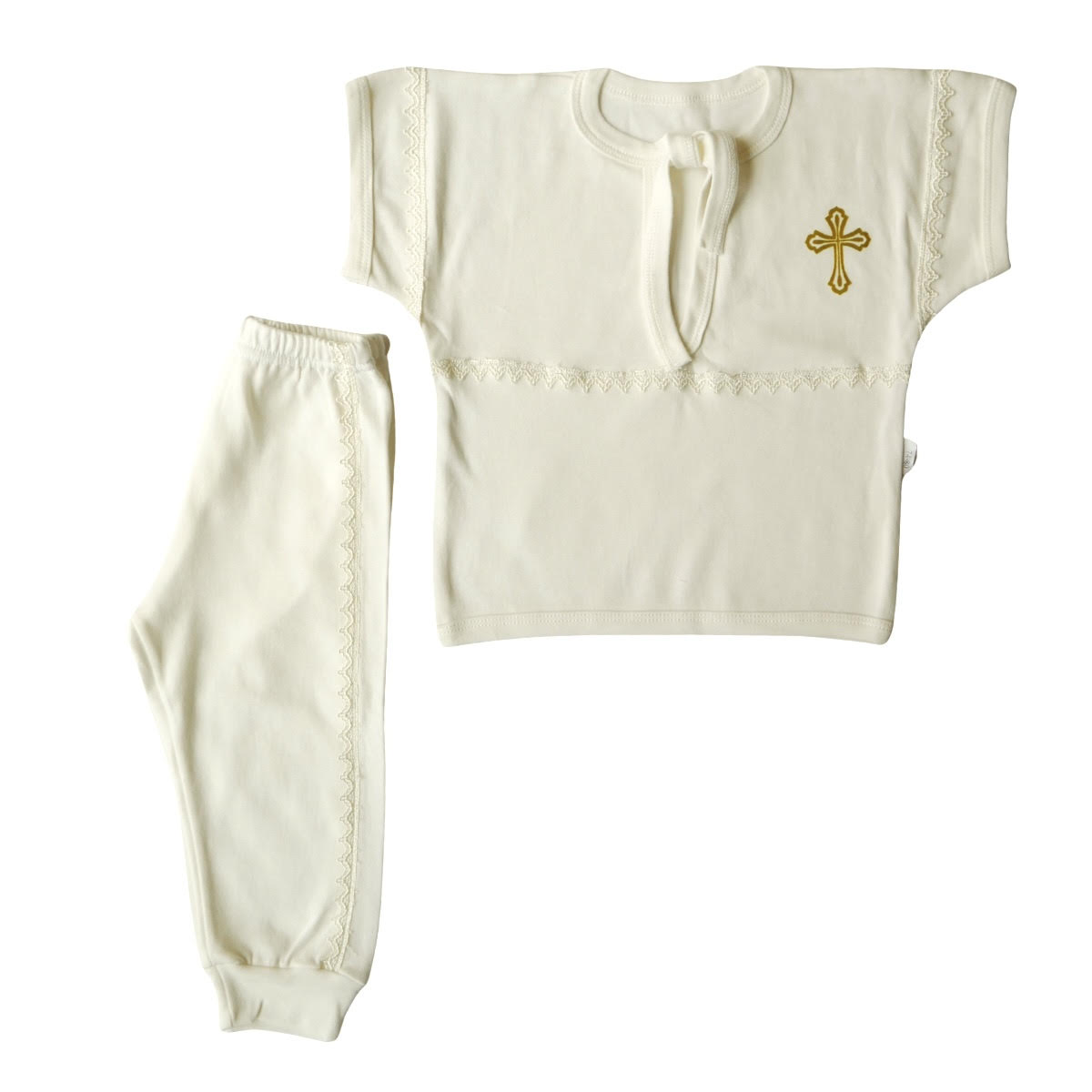 π Christening Set for Boys and Girls | White with Silver Cross & Ivory with Gold Cross | 100% Cotton | Lace | Ages 0β12M