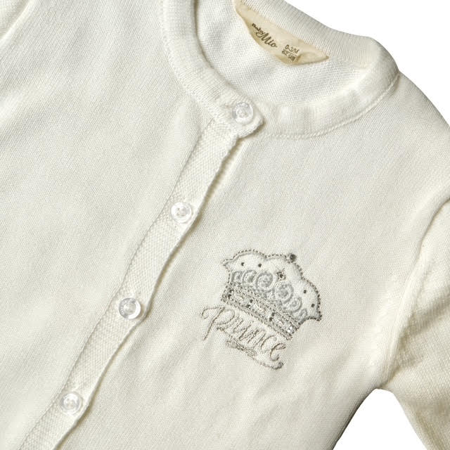 204 Baby Boy "Prince" Knitted Newborn Set (5 Piece) – 100% Organic Cotton | Blanket, Cardigan, Hat, Mittens, Booties | Autumn-Winter-Spring | 0-3 Months (56-62 cm) | Turkey