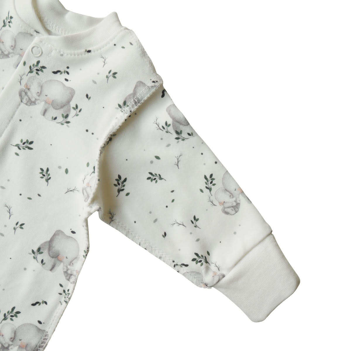 3042 Unisex Newborn Footed Romper – 100% Cotton, External Seams, Built-in Mittens, Snaps Closure | Cute Prints | Autumn-Spring | 0-3 Months | Made in Turkey
