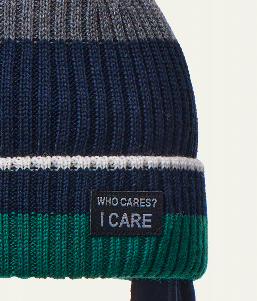 12224 Boys’ Winter Knit Hat with Colorful Stripes & Pom-Pom – Wool Blend | Size 52-54 | 3–5 years | Wool | 100% Cotton Lining