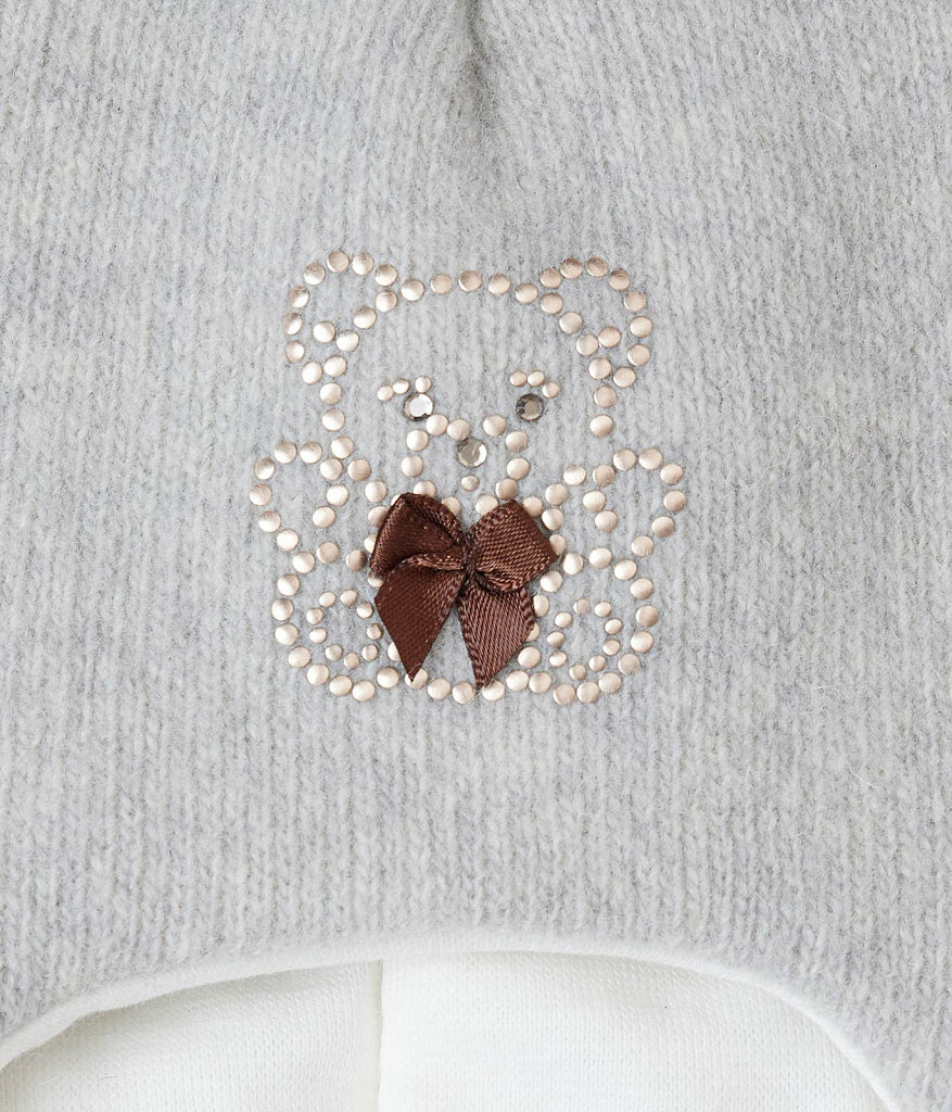 60302 Girls’ Knitted Winter Balaclava with Double Natural Fur Pom-Poms & Teddy Bear Design | 9–18 Months, 18–30 Months, 3–4, 5-6 Years (48–54 cm)