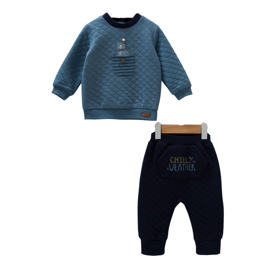 8368 Caramell Baby Boys’ 2-Piece Set – Sweatshirt & Pants | 3–18 Months | Cotton | Turkey