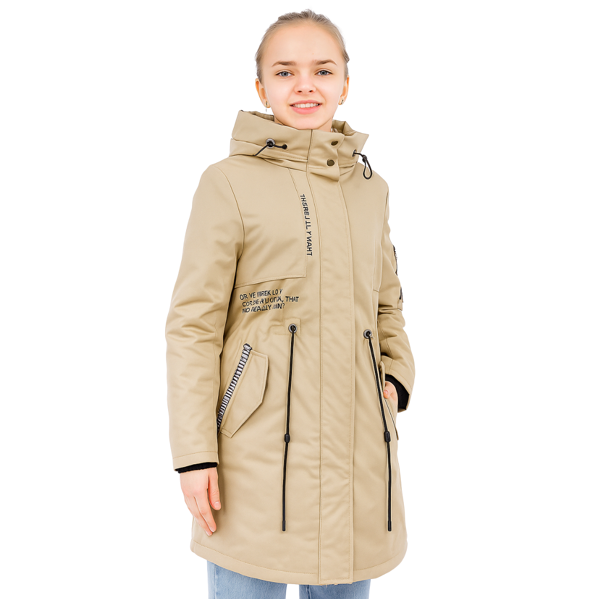 232 Girls' Mid-Season Parka Jacket with Hood – Waterproof & Windproof | Ages 5–16 | Sizes 122–164 cm