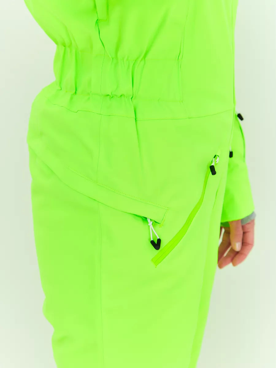 184313618 WHSROMA | Professional Ski Jumpsuit for Tall Teen Girls & Women | Neon Green with Faux Fur Hood | For Sports & Family Winter Activities | Up to −30°C (−22°F)