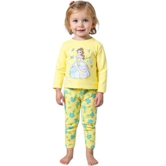 Girls' Mid-Season Cotton Pajama Set – Long Sleeve Top & Pants Sleepwear | Sizes 90–130 cm