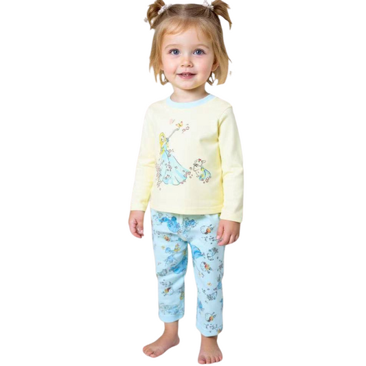 Girls' Mid-Season Cotton Pajama Set – Long Sleeve Top & Pants Sleepwear | Sizes 90–130 cm