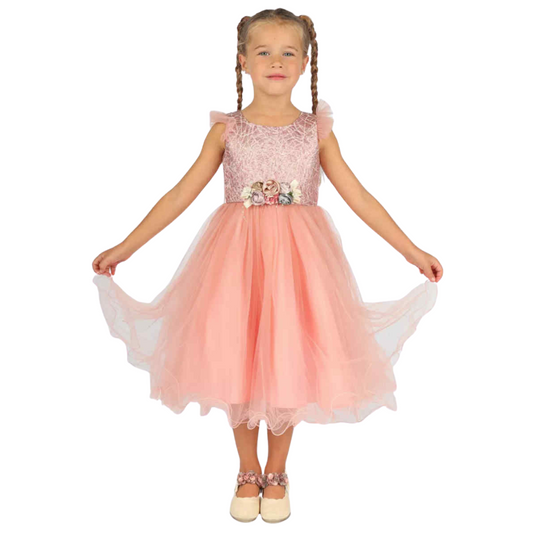 1924099 Elegant Party Dress for Girls — Ages 1–4 | Puffy Tulle Skirt & 100% Cotton Lining