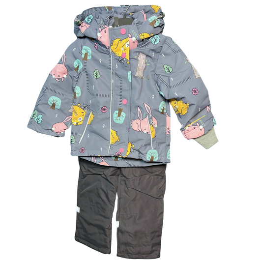 2245  Girls ’ Mid-Season Membrane Suit – Jacket with Hood and Bib Overalls | Waterproof & Windproof | Cotton Lining | Sizes 92–116 (2–6 Years)