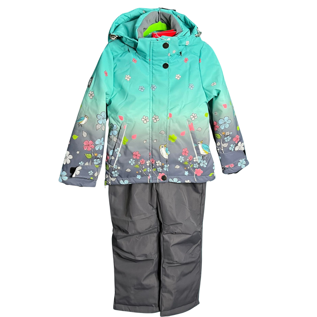 2212  Girls ’ Mid-Season Membrane Suit – Jacket with Hood and Bib Overalls | Waterproof & Windproof | Cotton Lining | Sizes 92–116 (2–6 Years)