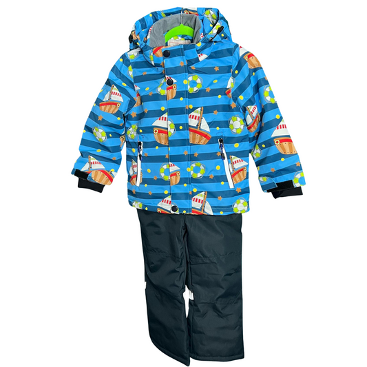655 Boys’ Mid-Season Membrane Suit – Jacket with Hood and Bib Overalls | Waterproof & Windproof | Cotton Lining | Sizes 92–116 (2–6 Years)