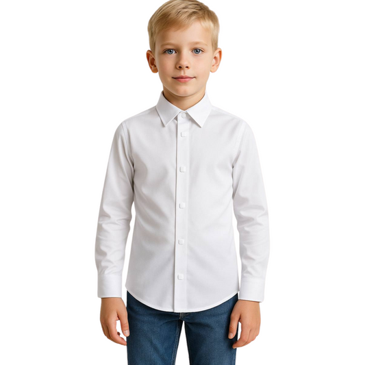47-01 Boys' Slim Fit Modal Shirt with Snap Buttons – Non-Iron | Made in Turkey | Sizes 5–16 Years