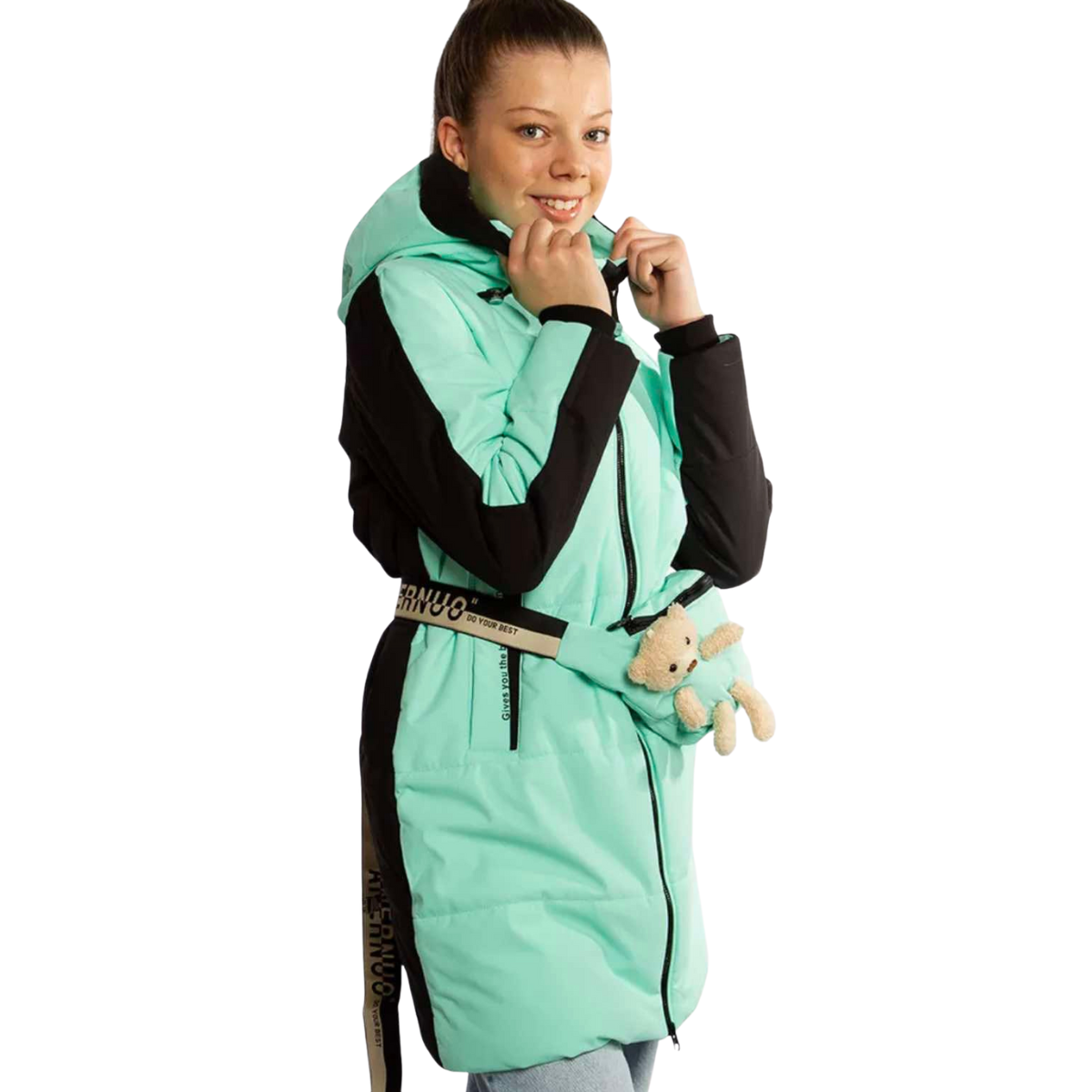 202  Girls’ Mid-Season / Euro-Winter Coat with Bag | Ages 5–16 Sizes 140–164 cm