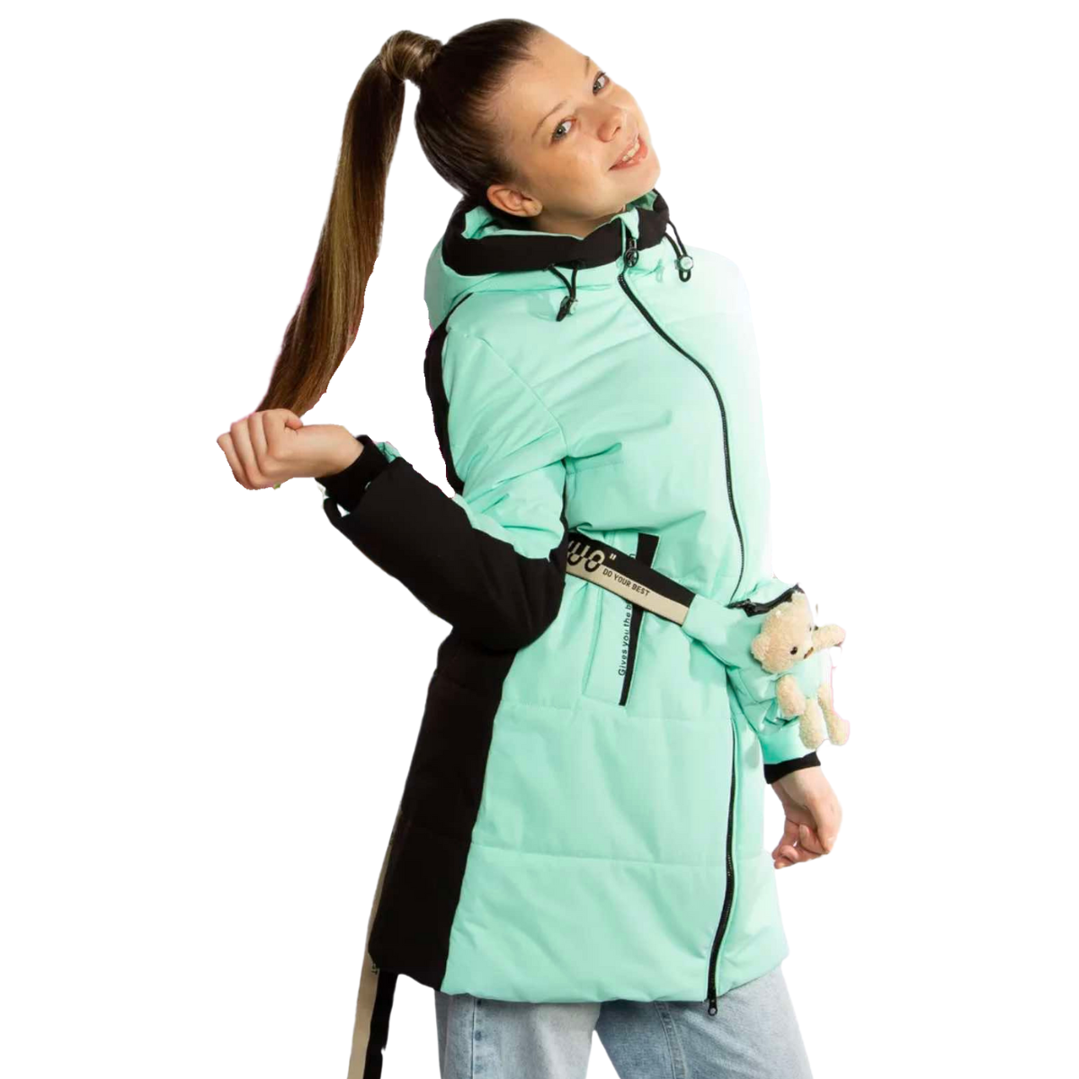 202  Girls’ Mid-Season / Euro-Winter Coat with Bag | Ages 5–16 Sizes 140–164 cm