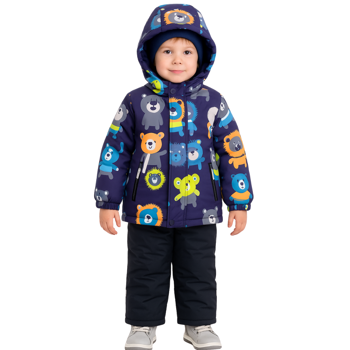 302 Boys’ Mid-Season Membrane Suit – Jacket with Hood and Bib Overalls | Waterproof & Windproof | Cotton Lining | Sizes 92–116 (2–6 Years)