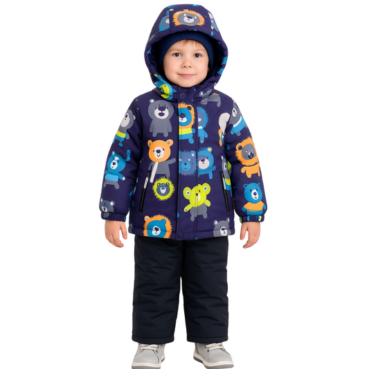 302 Boys’ Mid-Season Membrane Suit – Jacket with Hood and Bib Overalls | Waterproof & Windproof | Cotton Lining | Sizes 92–116 (2–6 Years)