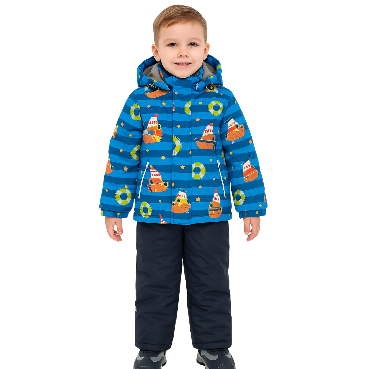 655 Boys’ Mid-Season Membrane Suit – Jacket with Hood and Bib Overalls | Waterproof & Windproof | Cotton Lining | Sizes 92–116 (2–6 Years)