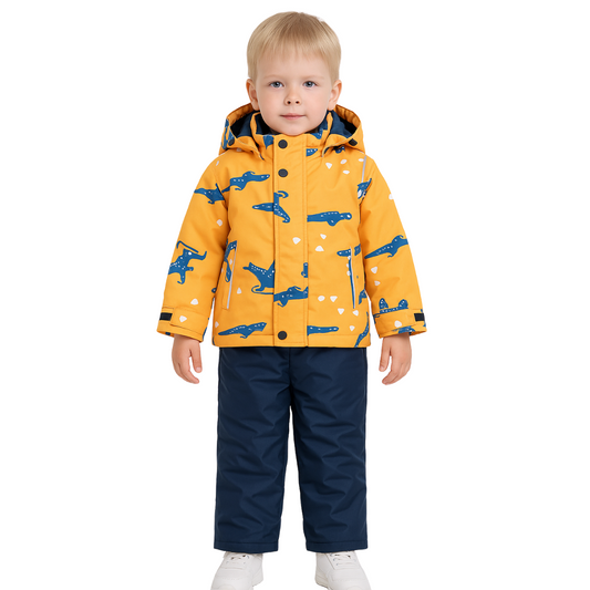 2203 Boys’ Mid-Season Membrane Suit – Jacket with Hood and Bib Overalls | Waterproof & Windproof | Cotton Lining | Sizes 92–116 (2–6 Years)