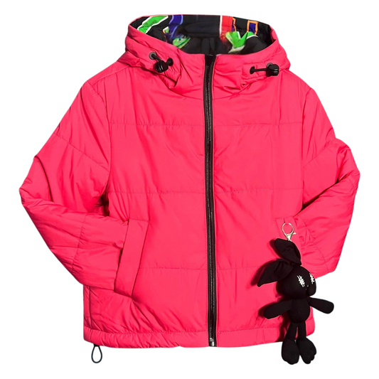 278  Girls’ Reversible Mid-Season Jacket with Bunny Keychain | Ages 5–15 Years | Sizes 110–164 cm