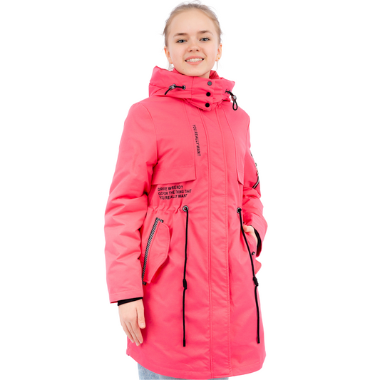 232 Girls' Mid-Season Parka Jacket with Hood – Waterproof & Windproof | Ages 5–16 | Sizes 122–164 cm