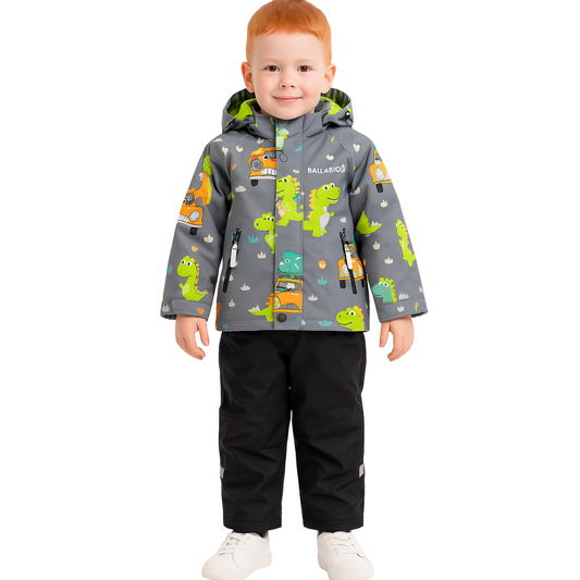 2204 Boys’ Mid-Season Membrane Suit – Jacket with Hood and Bib Overalls | Waterproof & Windproof | Cotton Lining | Sizes 92–116 (2–6 Years)
