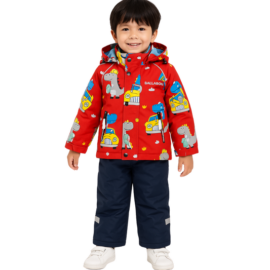 2204 Boys’ Mid-Season Membrane Suit – Jacket with Hood and Bib Overalls | Waterproof & Windproof | Cotton Lining | Sizes 92–116 (2–6 Years)