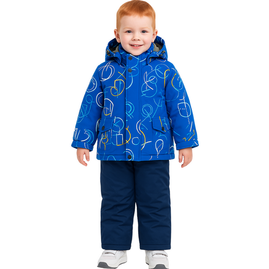 2201Boys’ Mid-Season Membrane Suit – Jacket with Hood and Bib Overalls | Waterproof & Windproof | Cotton Lining | Sizes 92–116 (2–6 Years)