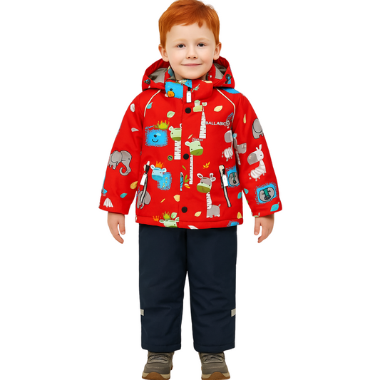 2229 Boys’ Mid-Season Membrane Suit – Jacket with Hood and Bib Overalls | Waterproof & Windproof | Cotton Lining | Sizes 92–116 (2–6 Years)
