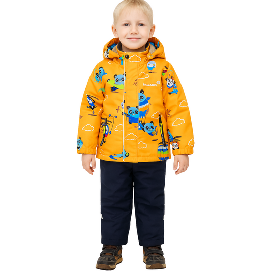2234 Boys’ Mid-Season Membrane Suit – Jacket with Hood and Bib Overalls | Waterproof & Windproof | Cotton Lining | Sizes 92–116 (2–6 Years)