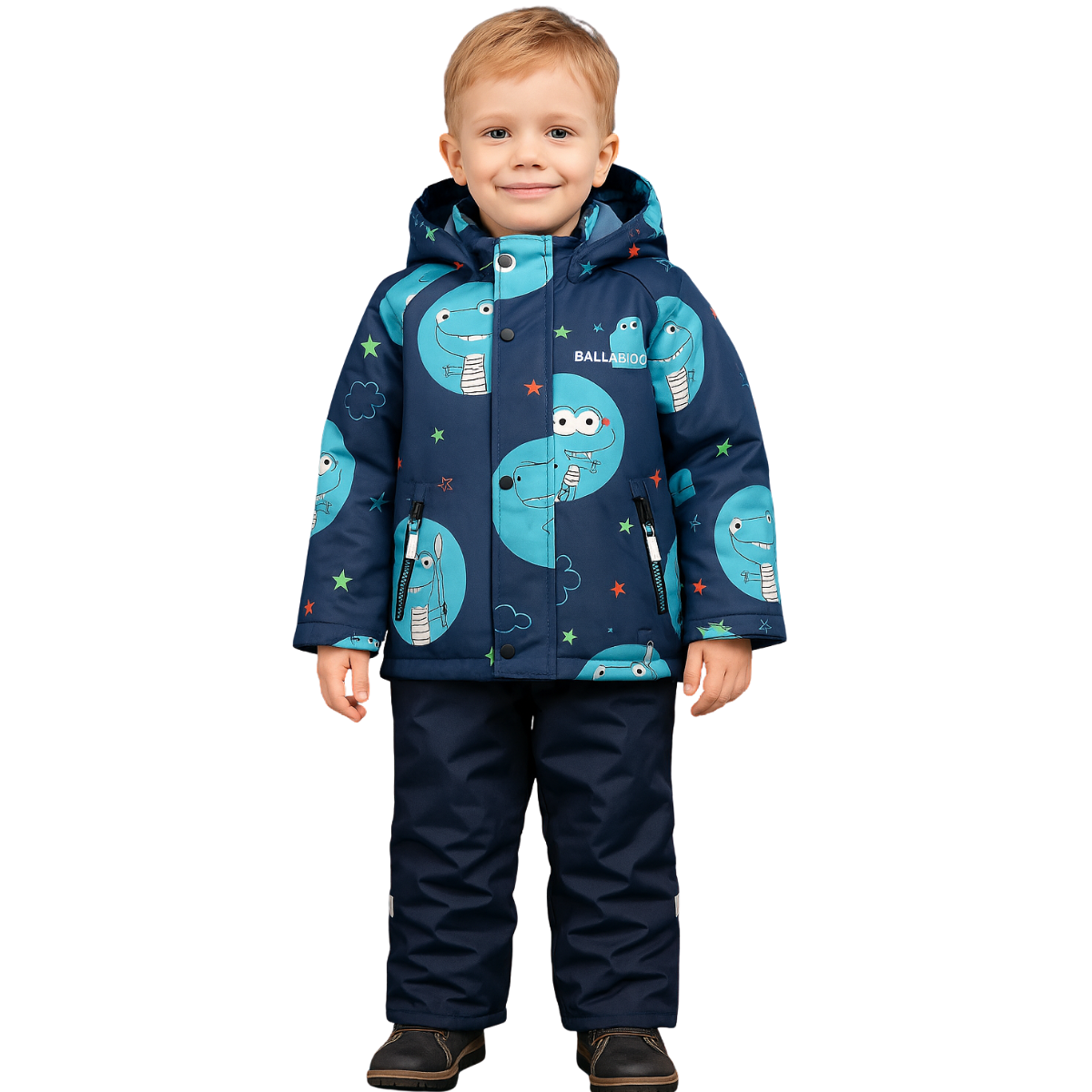 2207  Boys’ Mid-Season Membrane Suit – Jacket with Hood and Bib Overalls | Waterproof & Windproof | Cotton Lining | Sizes 92–116 (2–6 Years)