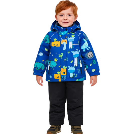 2229 Boys’ Mid-Season Membrane Suit – Jacket with Hood and Bib Overalls | Waterproof & Windproof | Cotton Lining | Sizes 92–116 (2–6 Years)
