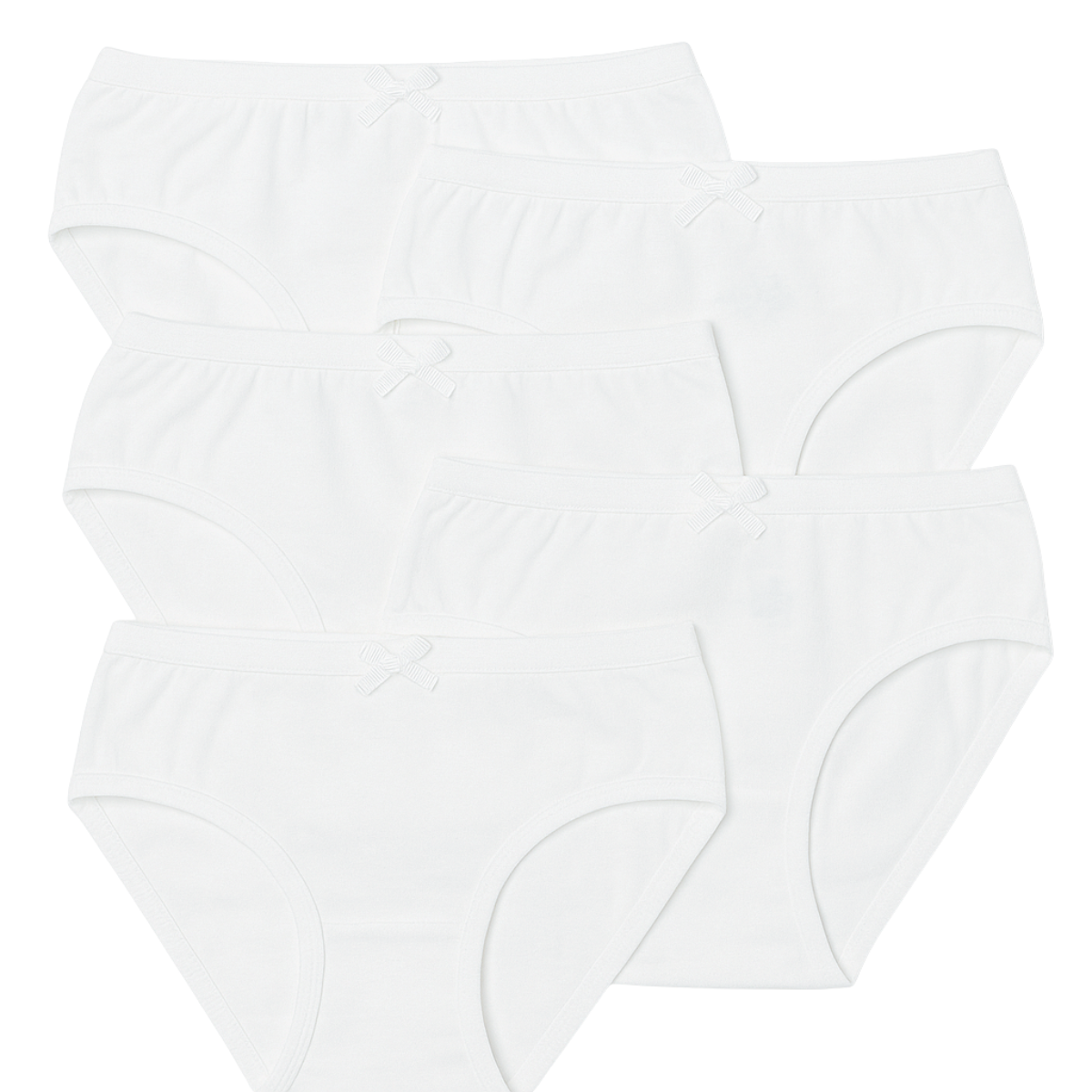 1274 Girls' White Cotton Underwear – 5-Pack of Soft & Breathable Briefs | Ideal for Dance, Gymnastics & Everyday Comfort | One Color | 95% Cotton, 5% Elastane | Ages 1–12 | Made in Turkey by BIYO Kids