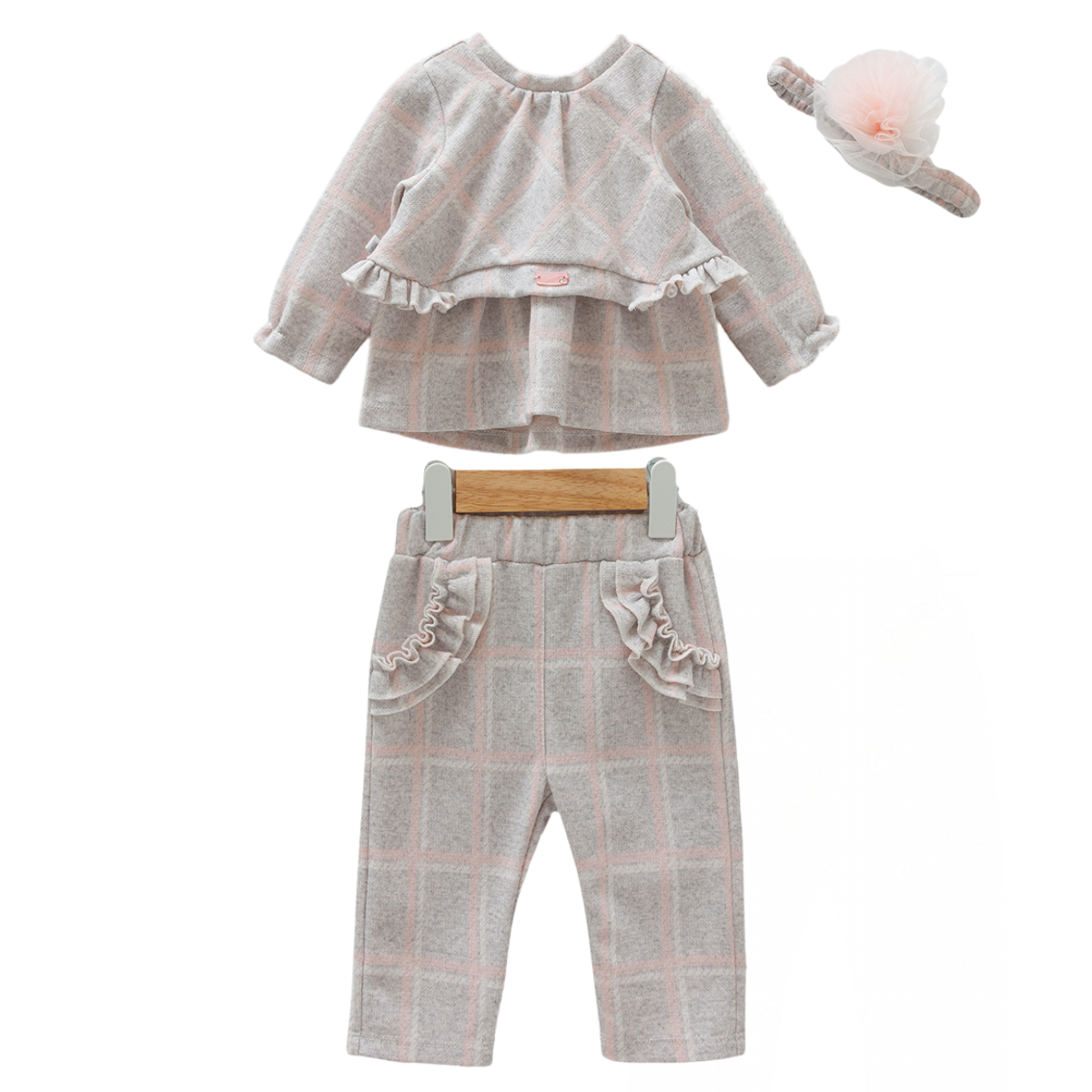 8535 Baby Girl 3-Piece Outfit Set – 100% Cotton | Sizes 62–74 cm | Made in Turkey