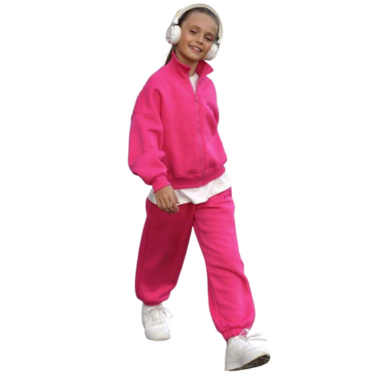 123  Girls’ Zip-Up Tracksuit with Fleece Lining| Cotton | 4-12 Years (104-146 cm)