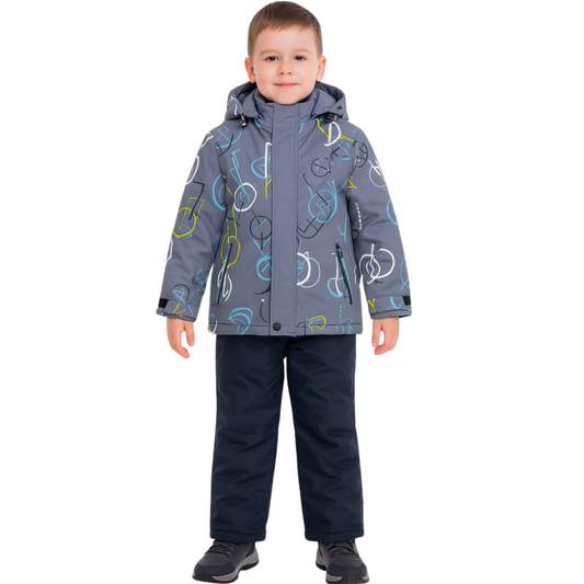 2201Boys’ Mid-Season Membrane Suit – Jacket with Hood and Bib Overalls | Waterproof & Windproof | Cotton Lining | Sizes 92–116 (2–6 Years)